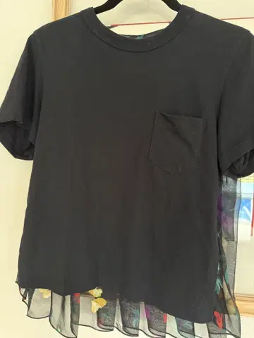 sacai 티셔츠 네이비 꽃무늬 쉬폰