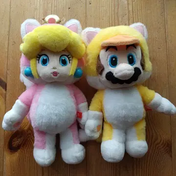 고양이 마리오와 고양이 피치 공주 봉제 인형