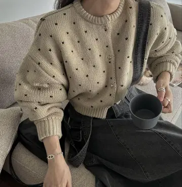 willfully heart dot jacquard cardigan