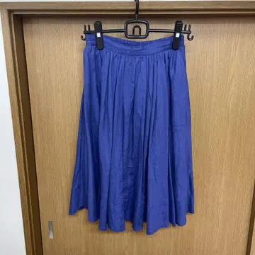 LE GLAZIK 르 그라지크 린넨 스커트 블루 무릎 아래 길이