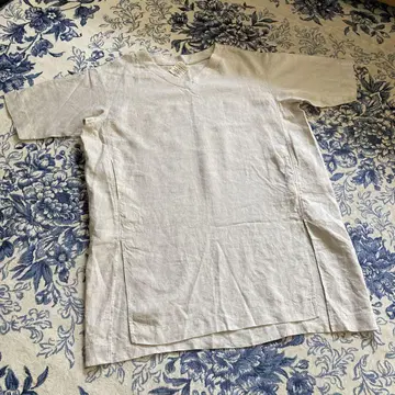 새상품 MUJI 프렌치 린넨 V넥 반팔 원피스 ONE SIZE 프리