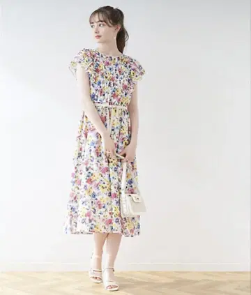 [컨디션 최상] COUTURE BROOCH 썸머 플라워 프린트 원피스