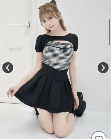 미셸 마카롱 깅엄 체크 캐미 set 상의