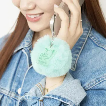 민트색 하트 모양 퍼 키링 포차코