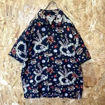 레어 90년대 vintage Bigdog 베이스볼 레이온 아로하 셔츠