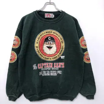 Captain Santa 구제 의류 캐릭터 프린트 트레이닝복 일본제