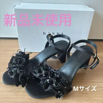 미사용 새상품 RANDA 미니 리본 프릴 힐 샌들 도트 박스 포함