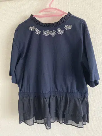 muveil 꽃 비쥬 반팔 상의