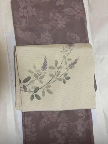여름 기모노 연보라색 코몬과 여름 오비 세트