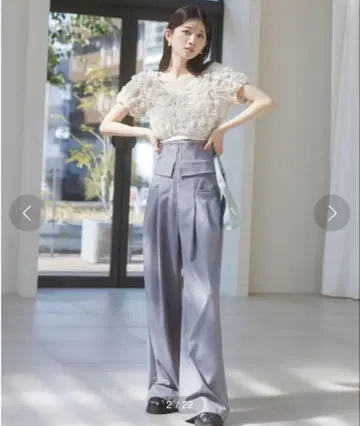 snidel 코르셋 디자인 팬츠 하이웨스트 그레이 0