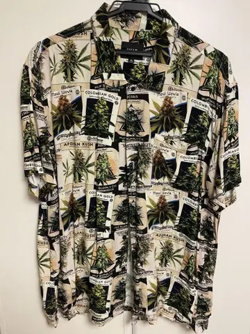 M 사이즈 HUF green thumb 레이온 알로하 셔츠