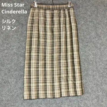Miss Star Cinderella 빈티지 실크 린넨 타이트 스커트