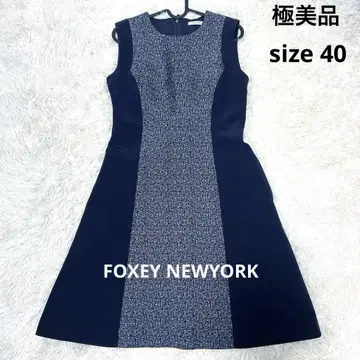 컨디션 최상 FOXEY NEWYORK 무릎 기장 원피스 트위드 A라인