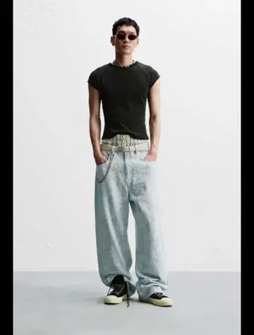 ZARA 데미지 디테일 배기핏 청바지 36