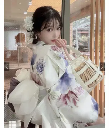 그레일 꽃무늬 유카타 오비 세트