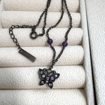 인기 ANNA SUI 보라색 버터플라이 나비 목걸이 실버 925