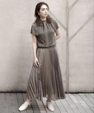 FRAY I.D 플리츠 스커트 쉬폰 롱 스커트 시어