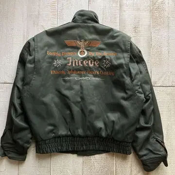 INCEDE 야마하 발동기 블루종 M 숏 기장 자수 가죽 vintage