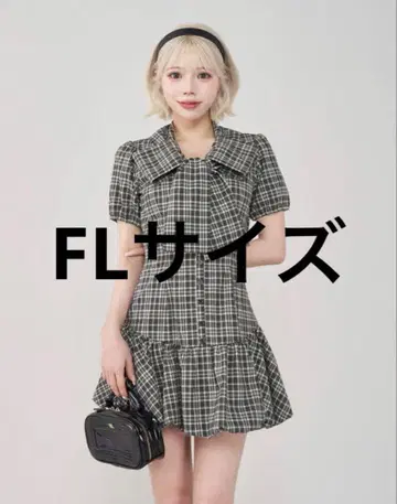 Darich 체크 무늬 FL 사이즈 미니 원피스 반팔