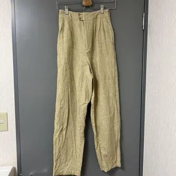베이지 와이드 레그 팬츠 2버튼