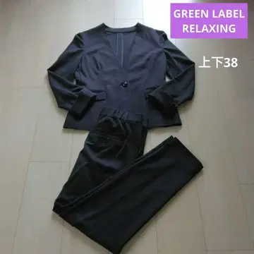 그린 라벨 릴랙싱 수트 셋업 네이비 노카라 린넨 혼방