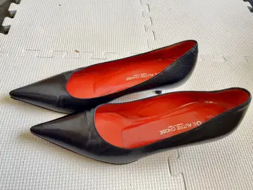L'Autre Chose 블랙 가죽 스틸레토 펌프스 23cm