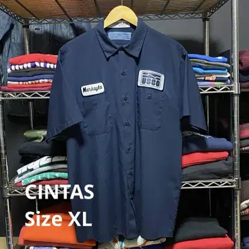 CINTAS 워크 셔츠 구제 네이비 XL 사이즈
