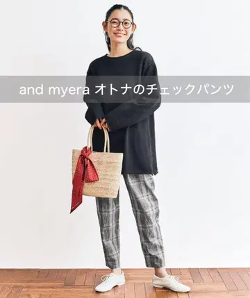 FELLISIMO * and myera 어른의 체크 팬츠 마 혼방 LL