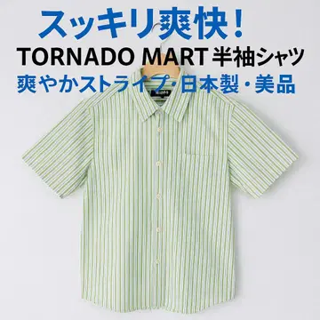 TORNADO MART 반팔 셔츠 M 일본제 산뜻한 스트라이프 새상품급