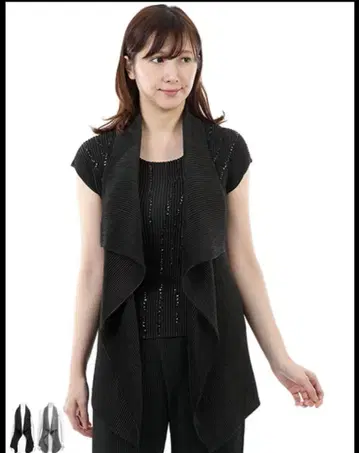 스페치오 셔틀 플리츠 홀더넥 베스트 블랙 40