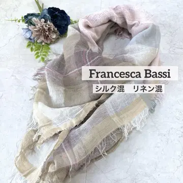 Francesca Bassi 대형 스톨 실크 린넨 체크 실크 린넨