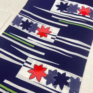 Y6333 카모가와 미인 유카타 옷감 면 단풍 네이비 화이트 빨간색 그린