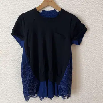 sacai 레이스 반팔 니트