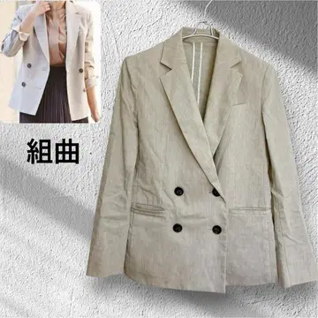 새상품급 쿠미교쿠 온워드 카시야마 테일러드 자켓 린넨 혼방 더블