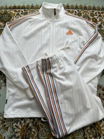새상품급 adidas 아디다스 저지 상하의 셋업 화이트 레인보우
