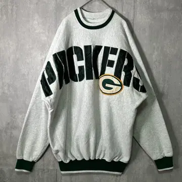 USA 제작 Packers 빅 로고 링거 맨투맨 XL 그레이 NFL