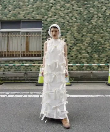 sister jane Snowdrop Bow 미디 원피스