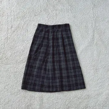 언타이틀 플레어 스커트 체크 무늬 울 가을/겨울 코디 무릎 기장 캐주얼