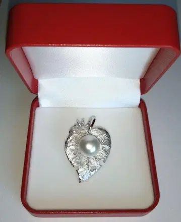 Silver925 잎사귀 모티브 펄 브로치