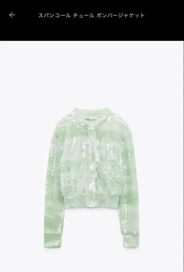 ZARA 스팽글 라이트 그린 크롭 자켓