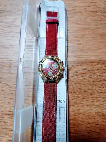 Swatch 아날로그 손목시계 빨간색