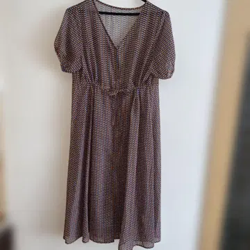 멀티 컬러 반팔 롱 원피스