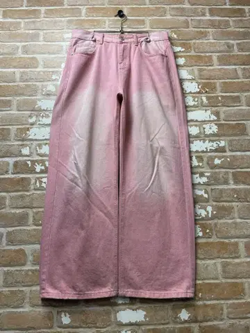 데님 배기 데님 핑크 그런지 y2k 와이드 데님 워싱 구제 의류