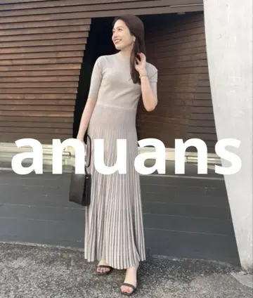 거의 미사용 anuans 반팔 원피스 FREE 그레이 여성용