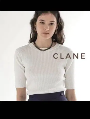 CLANE H/N HALF SLEEVE RIB KNIT TOPS 1