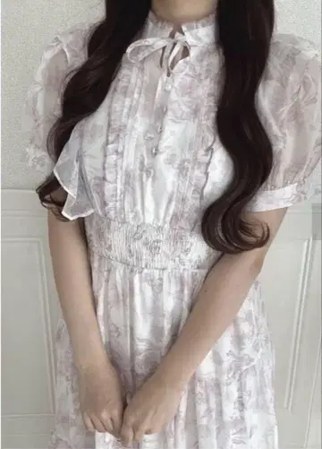 evelyn 라메 프릴 꽃무늬 OP