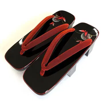 검정 칠 나막신 여성 신발 여성용 유카타 게다 일본 전통 의상 소품