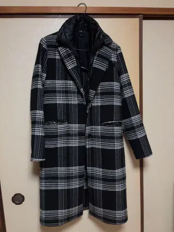 Desigual 패딩 안감 체크 무늬 롱 코트