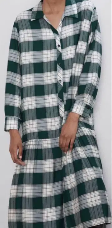 ZARA 그린 체크 롱 원피스 S