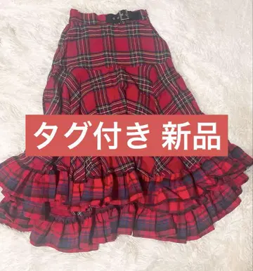 jouetie 크레이지 체크 플레어 스커트 레드